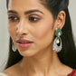 Nuyug 22K Gold-Plated Zircon Studded & Pearl Teardrop Shaped Dangler Earrings | Swadesiicart