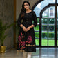 Juniper Women's Black Floral Printed Rayon Kurta With Button Closure - Swadesiicart