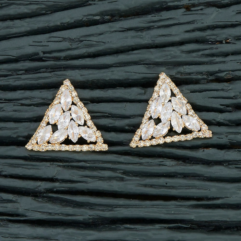 Joban Fashion Women Brass Golden White Ad Earrings - Swadesiicart