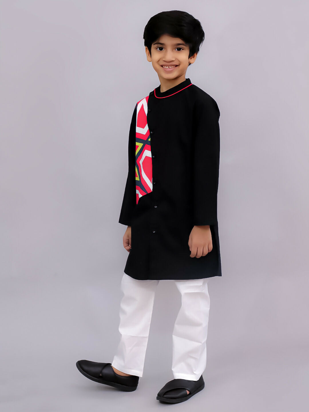 Lil Drama Shor-Gul Multicolor Kurta Pyjama Set For Boys | Swadesiicart