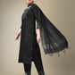 Jyoti Fashion Women's Black Cotton Blend Embroidery & Fancy Lace work Kurta with Trouser & Dupatta | Swadesiicart