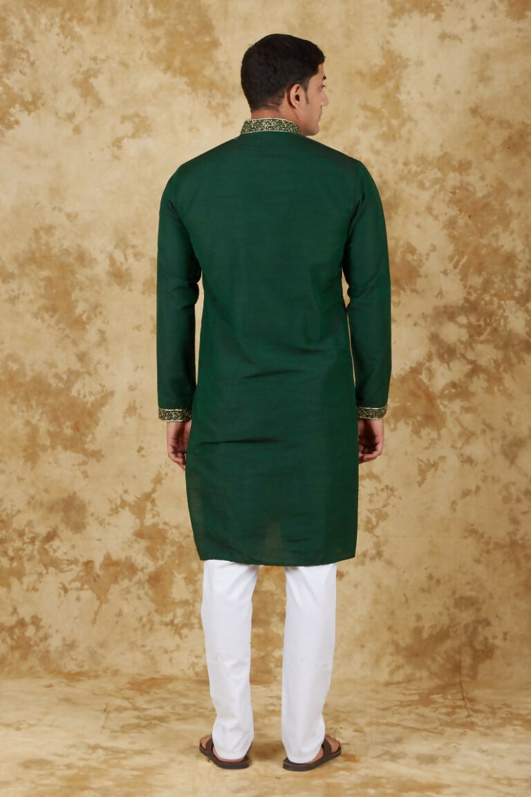 Bluesaanchi Men's Sunshine Handwoven Embroidered Castleton Kurta Set | Swadesiicart