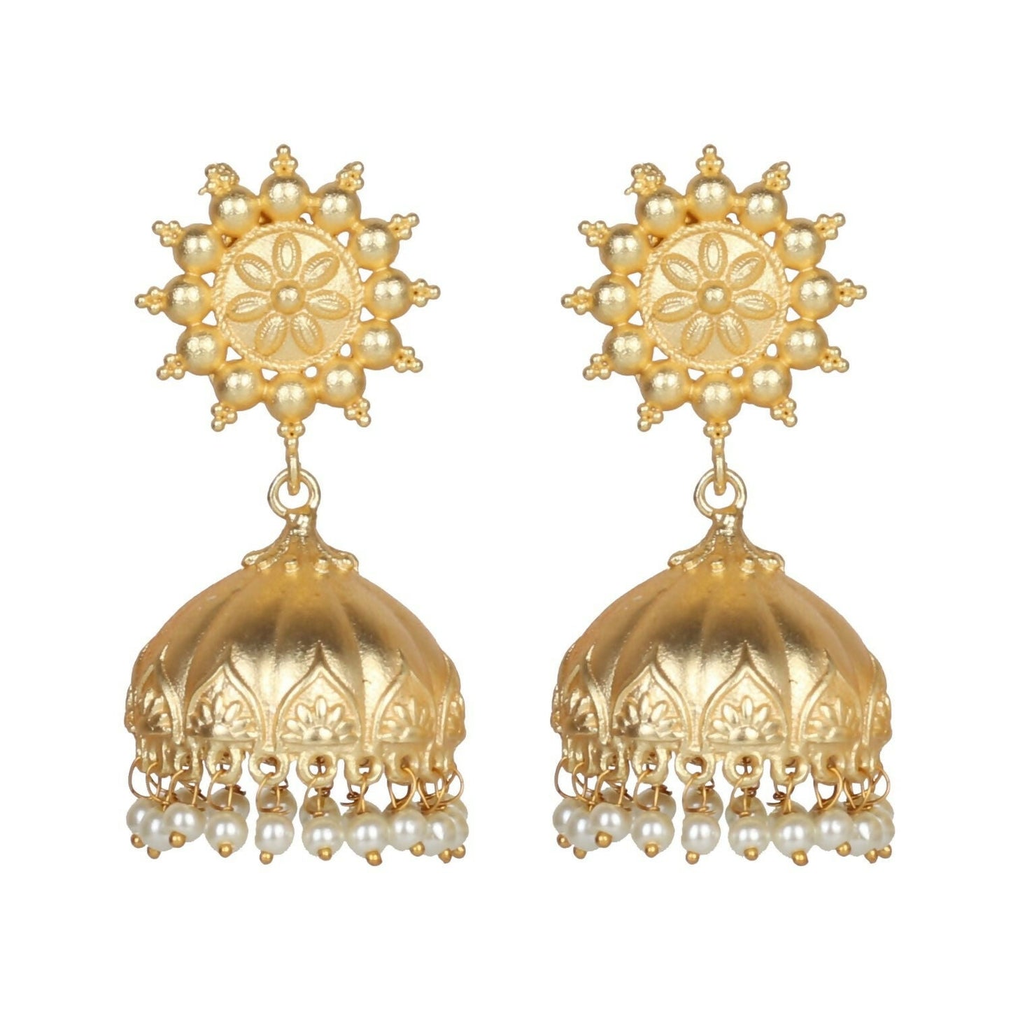 Joban Fashion Women Matte Gold Brass Jhumka | Swadesiicart