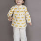 Breathables Kids Cotton Night Suit – Yellow Elephant Print Kurta & Pyjama Co-Ord Set For Boys & Girls