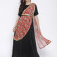 Ahalyaa Women's Black Poly Silk Kurta With Printed Dupatta | Swadesiicart