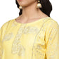 Ahalyaa Women's Cotton Blend Yellow Glitter Print Kurta Sharara Set With Dupatta | Swadesiicart