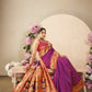 Vishnu Weaves Women's Wine Paithani Silk Saree with Blouse - Swadesiicart
