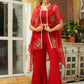 Janasya Maroon Georgette Solid Top Bottom Cape | Swadesiicart