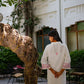 Zibaa Ivory & Pink Muslin Chikankari Kurta - Swadesiicart