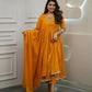 The52 Orange Women's Gorgeous Viscose Fabric Embroidered Work Flared Kurta Pant and Dupatta Set - Swadesiicart