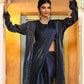 Navy Blue Tom Silk Plain Ready To Wear Saree With Stitched Blouse - Satiksha | Swadesiicart