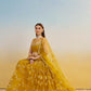 Aastha Fashion Mustard Yellow Butterfly Net Tone To Tone Cotton Thread Work And Sequence Work Embroidery Wedding Wear Lehenga Choli