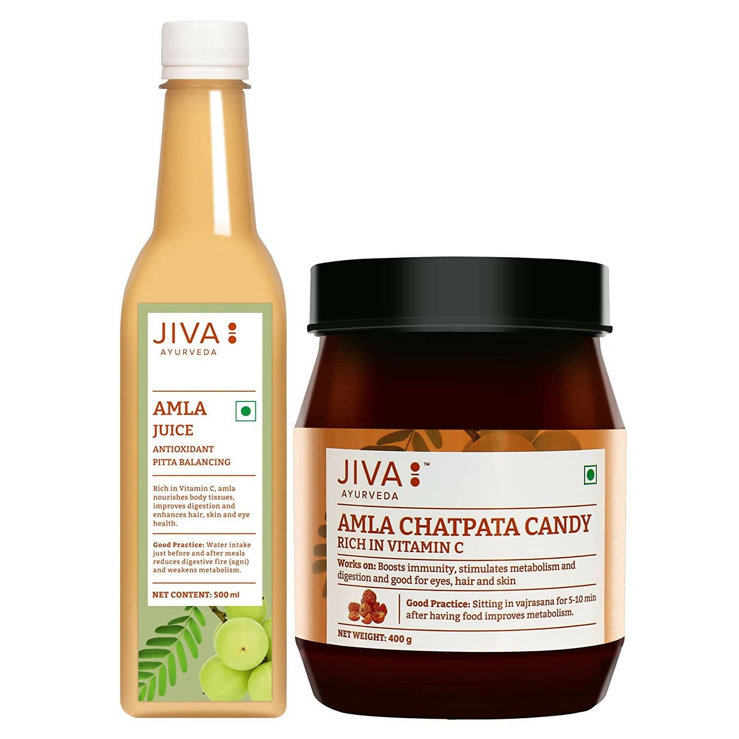 Jiva Ayurveda Amla Combo - Amla Juice & Amla Chatpata Candy | Swadesiicart