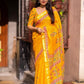 Mustard Silk Blend Geometric Saree with Unstitched Blouse - Hiral Fashion | Swadesiicart
