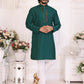 Anaita Green Silk Straight Kurta With Neck Mirror Work