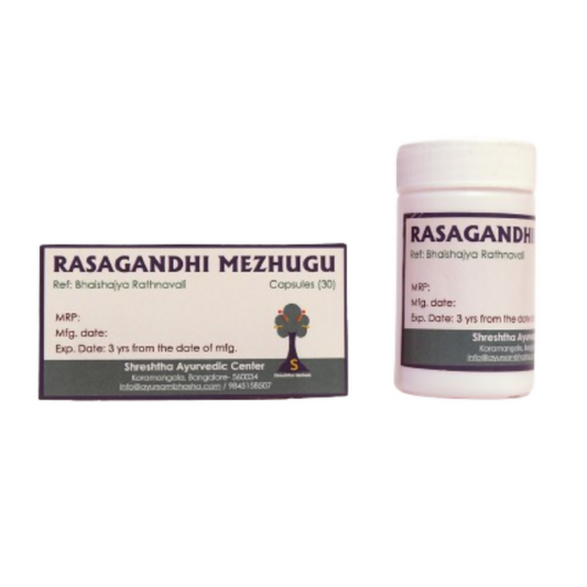 Shreshtha Herbals Rasagandhi Mezhugu Capsules | Swadesiicart