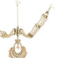 Gold-Polished White Kundan-Studded Pearl Beaded Matha Patti - Ruby Raang | Swadesiicart