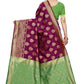 Vamika Banarasi Jacquard Weaving Wine Saree (Dangal Wine) | Swadesiicart