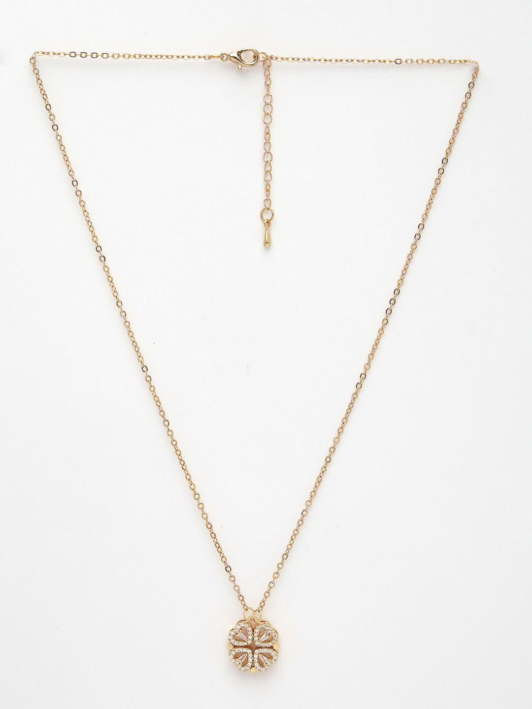 NVR Women's Rose Gold Heart Shape American Diamond Metal Chain | Swadesiicart