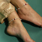 Gold-Polished Pink White Pearl Beaded Anklets Set Of 2 - Ruby Raang | Swadesiicart