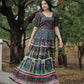 Jyoti Fashion Women's Black Heavy Digital Printed Pure Chanderi Anarkali Dress | Swadesiicart