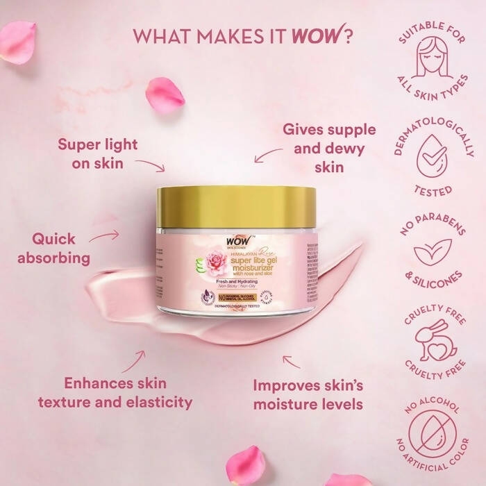 Wow Skin Science Super Light Rose Aloe Gel Moisturizer - Swadesiicart