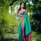 DEIANA'S Beautiful Designer Golden zari Soft Lichi Silk Saree - Sky - Swadesiicart