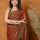 Very Much Indian Designer Mul Cotton Handloom Saree with Sequins - Dual Tone Red Green | Swadesiicart