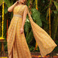 Janasya Mustard Georgette Floral Saree | Swadesiicart