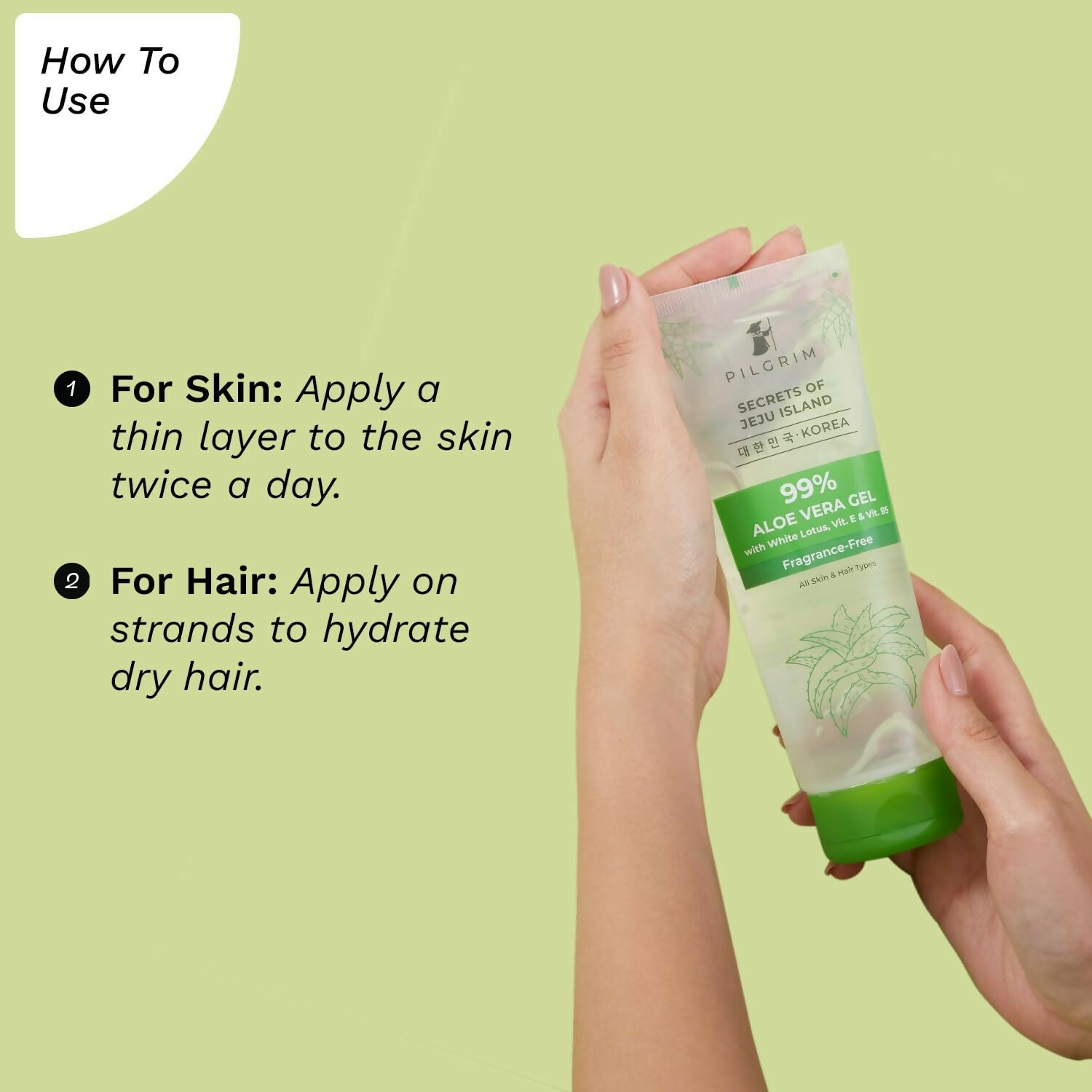 Pilgrim Korean 99% Pure Aloe Vera Gel with Vitamin E & Vitamin B5, Hydrates & Soothes Skin - Korean Skin Care - Swadesiicart