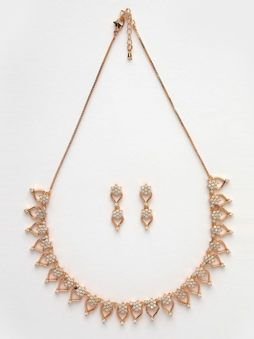 NVR Women's Gold-Polished American Diamond-Studded Handcrafted Jewellery Set - Swadesiicart