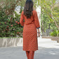 BulBul Aaliya Elegance Rust Cotton Kurta Set with Dupatta - Swadesiicart