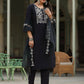Juniper Women's Black Chinnon Solid Embroidered Kurta Set | Swadesiicart