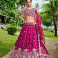 House of Panchhi Burgundy Satin Silk Sequins And Zarkan Embroidery Lehenga Choli & Dupatta | Swadesiicart
