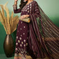 Wine Georgette Handwork Unstitched Dress Material - Hanika | Swadesiicart