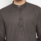 Even Apparels Brown Color Pure Cotton Long Men's Kurta With Band Collar | Swadesiicart