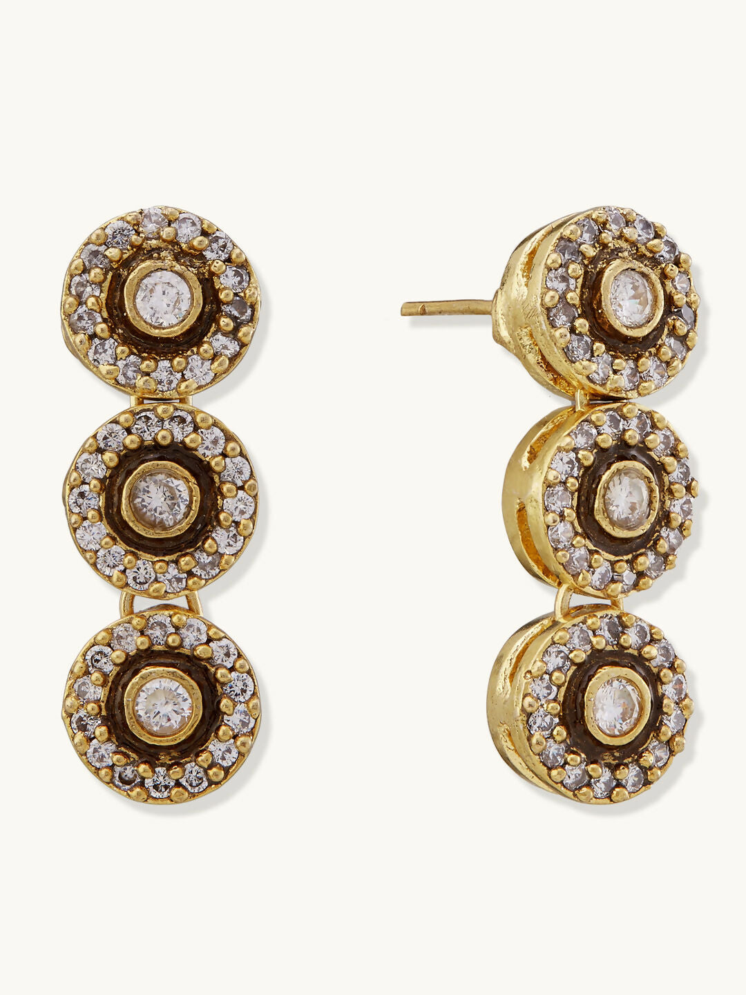 Nuyug 22K Gold-Plated Zircon Studded Enamel Embellished Dual Layered Necklace Set | Swadesiicart
