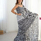 Black Chinon Designer Digital Printed,Mirror Cut Work Saree - Sohni