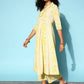 Ahalyaa Women Yellow Colour Crepe Printed Kurta Pant Set | Swadesiicart