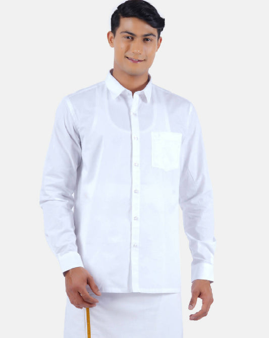 Ramraj Cotton Mens 100 % Cotton Viceroy Full Sleeve White Shirt | Swadesiicart