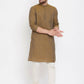 Even Apparels Brown Pure Cotton Men's Kurta With Band Collar | Swadesiicart