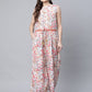 Ahalyaa Womens Pink Crepe Digital Print Floral Jumpsuit - Swadesiicart