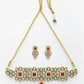 NVR Women's Red & Gold Kundan Studded Handcrafted Choker Jewellery Set - Swadesiicart
