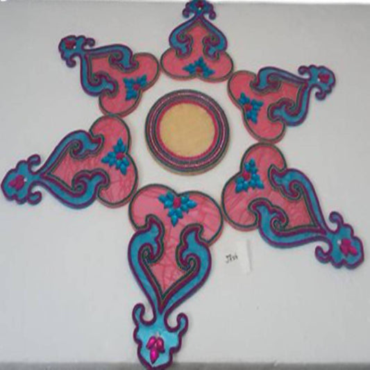 Kundan HandiKrafts Acrylic Light Red & Skyblue Colour Jumbo Rangoli - Aahana - The Bliss Store