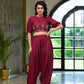 Juniper Women's Rust Thread Embroidered Rayon Top & Dhoti Pant Set - Swadesiicart