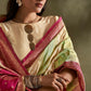 Joban Fashion Cream & Sea Green Plain With Weaving Border Banarasi Silk Sarees | Swadesiicart