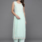 Ahalyaa Women Floral Embroidered Regular Kurta with Palazzos - Blue Color | Swadesiicart