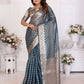 Aastha Fashion Teal Organza Silk Weaving Saree
