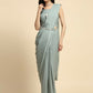 Sea Green Chiffon Solid Ready to wear Saree with stitched Blouse - Aayan | Swadesiicart