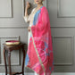 White Viscose Chanderi Stitched Suit With Dupatta - Tanisha | Swadesiicart